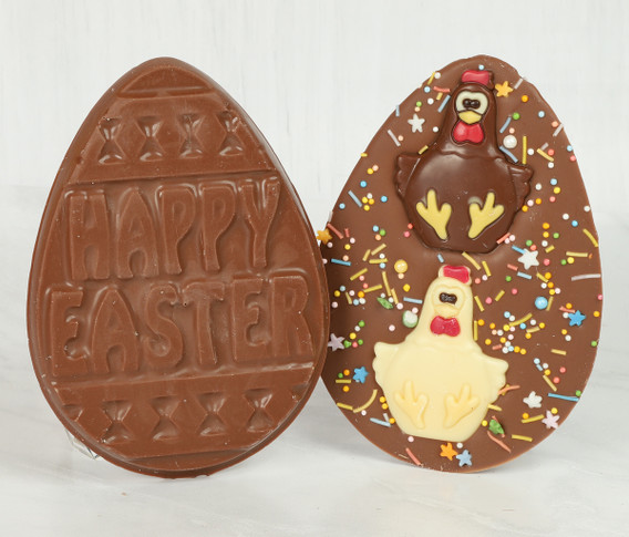 Thick Chocolate Easter Egg with Milk & White Chocolate Chicken Duo