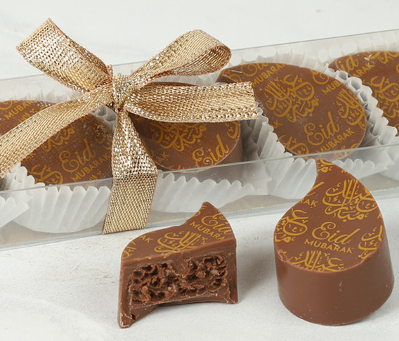 Eid Mubarak Chocolate Stick with 6 Crispy Praline Chocolates
