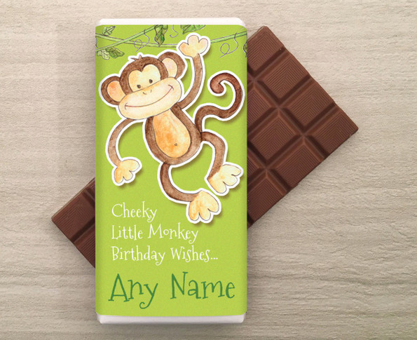 Personalised Cheeky Monkey design Milk Chocolate Bar
