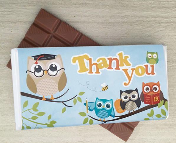 Milk chocolate bar as a thank you gift - perhaps for a Teachers Gift - from Chocolates for Chocoholics