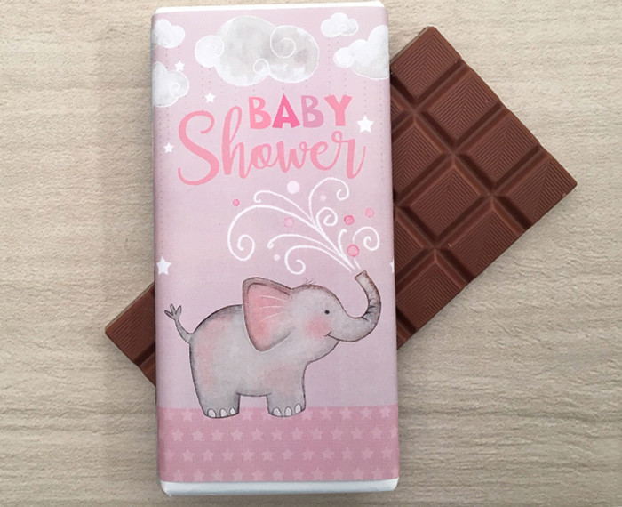 Baby Shower pink 100g milk chocolate bar