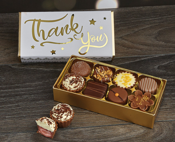 Gold Foil Thank You Chocolate Gift Box with Luxury Belgian Chocolates