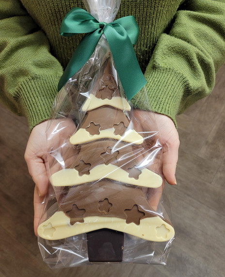 HUGE Solid Milk Chocolate Christmas Tree with White Chocolate Decoration 