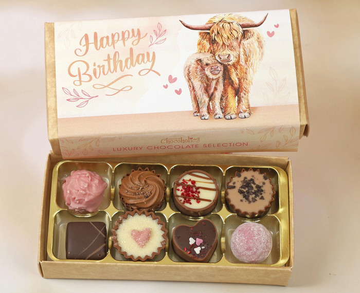 Highland Cow Birthday 8 Choc Gift Box