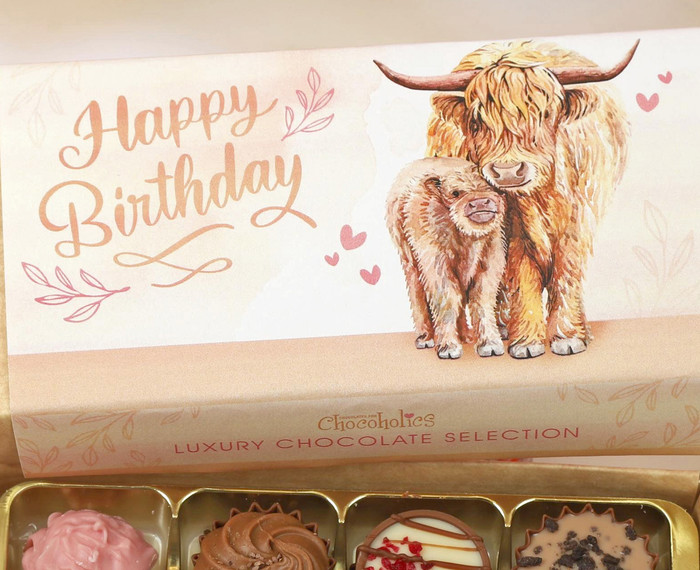 Highland Cow Birthday 8 Choc Gift Box