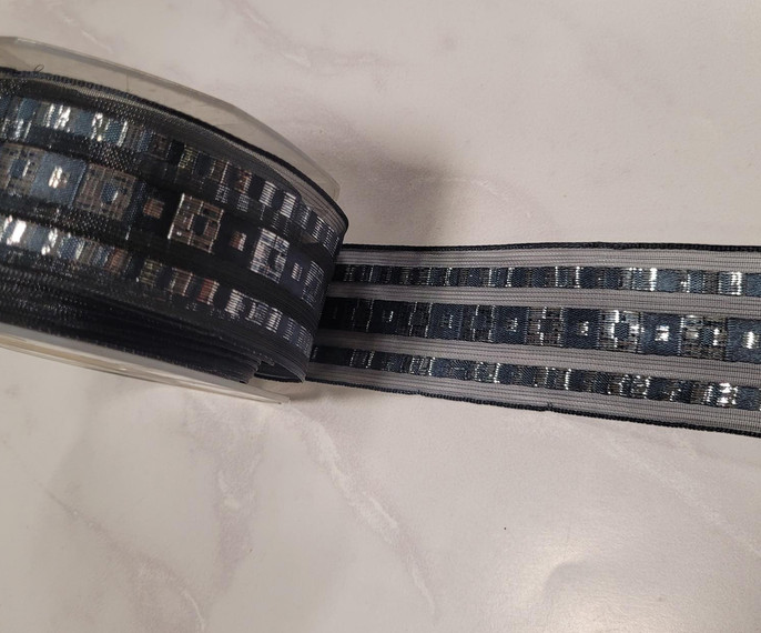 Black & Silver Ribbon 50mm wide