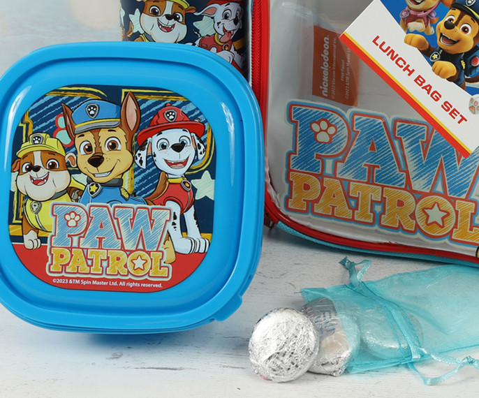 4955 Paw Patrol Lunch Box Bag with Drinks Bottle, Food Container and Chocolates