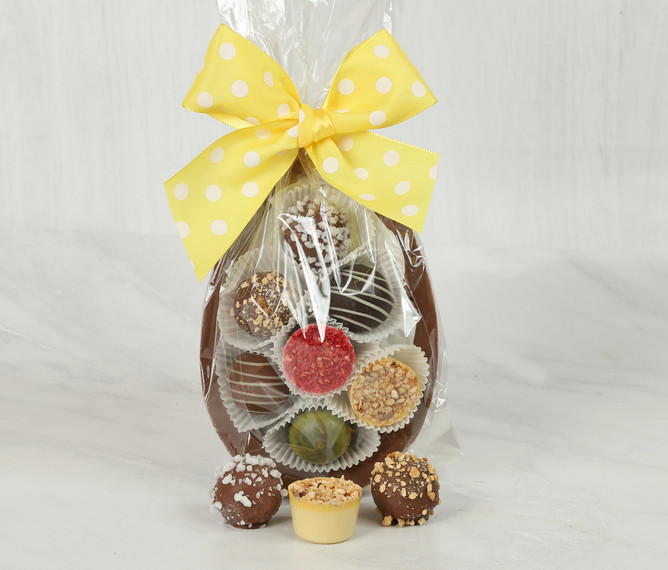 5607 Luxury Thick Half Milk Chocolate Easter Egg Shell with 7 Swiss Chocolate Truffles
