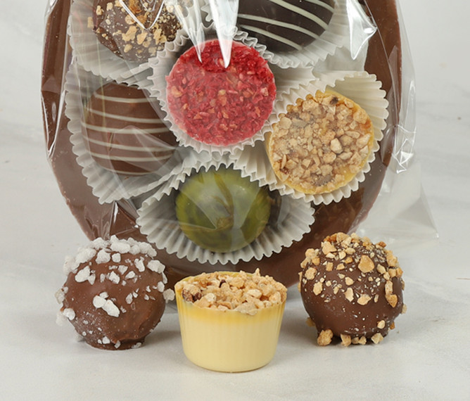 Luxury Thick Half Milk Chocolate Easter Egg Shell with 7 Swiss Chocolate Truffles