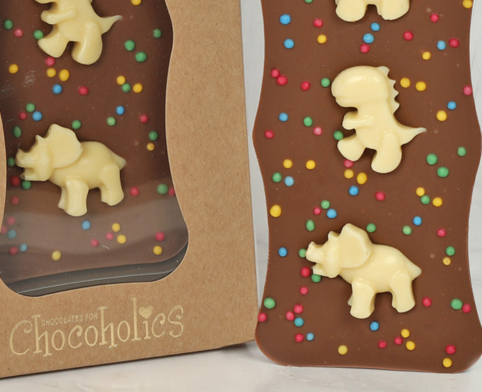 6010 Dinosaur Milk & White Chocolate Slab in Box. It's 'Roarsome!' 6010 Dinosaur Milk & White Chocolate Slab in Box. It's 'Roarsome!'