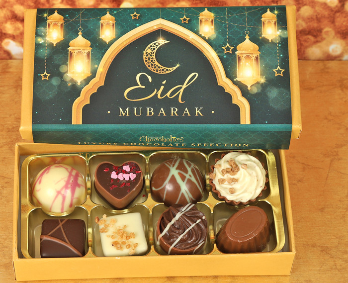 Eid Mubarak Luxury Belgian Chocolates to celebrate Eid with Green wrapper