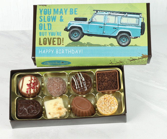7919 - Happy Birthday 8 Chocolates for Off Road & Land Rover Fans 7919 - Happy Birthday 8 Chocolates for Off Road & Land Rover Fans