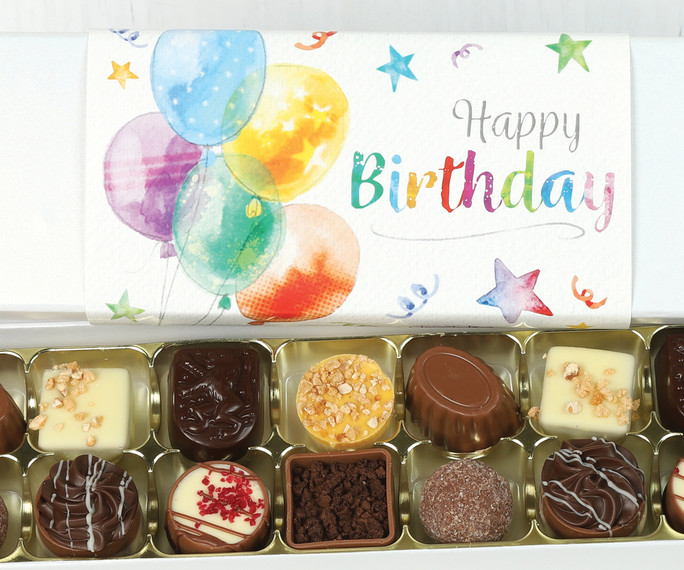Luxury Belgian Chocolate Gift Box Happy Birthday Balloons