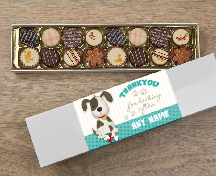 Thanks for looking after the box chocolate box with personalised name.