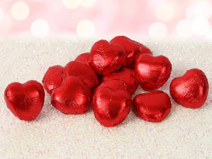 Milk Chocolate Hearts in Red Foil