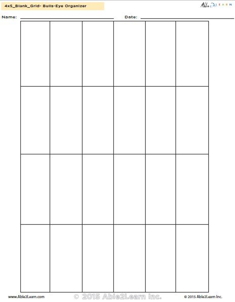 211 x 211 Blank Grid Template - Able21learn Inc. Throughout Blank Four Square Writing Template
