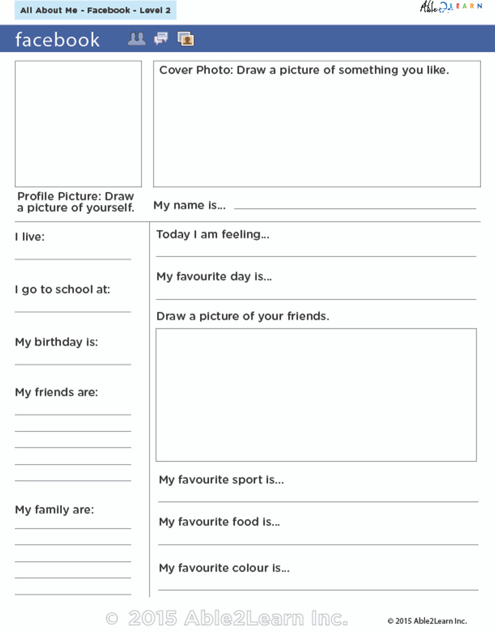 Facebook Profile Writing Exercise (With Flash Cards) - Able2learn Inc. facebook-profile-writing-exercise-with-flash-cards-able2learn-inc