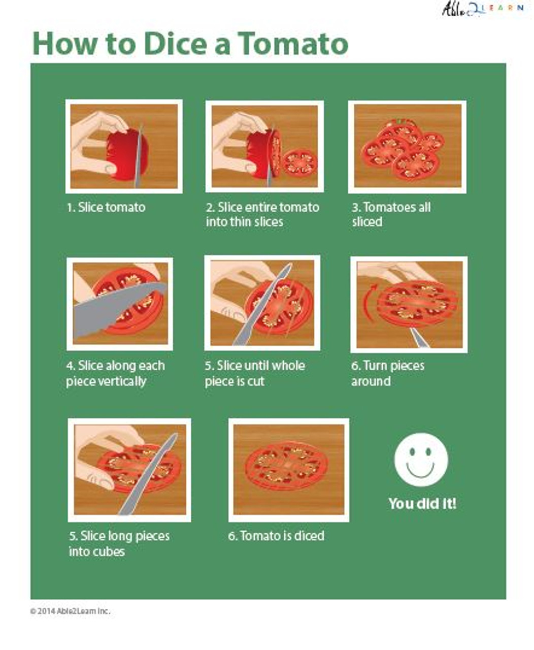 Illustrated Cooking Skills How To Dice Tomatoes Able2learn Inc 