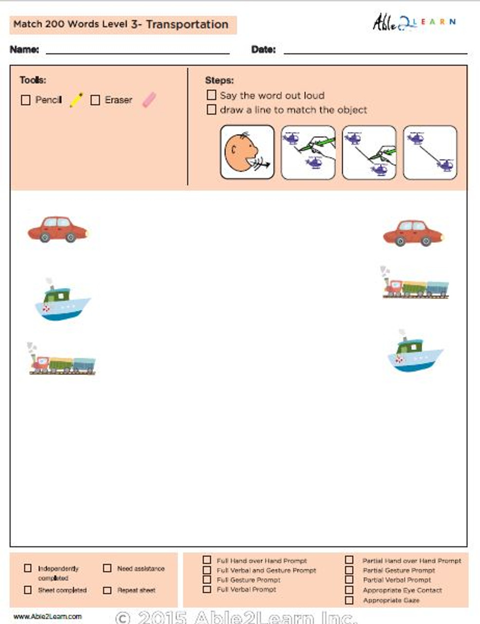 Transportation Matching worksheet  Vocabulary, English vocabulary