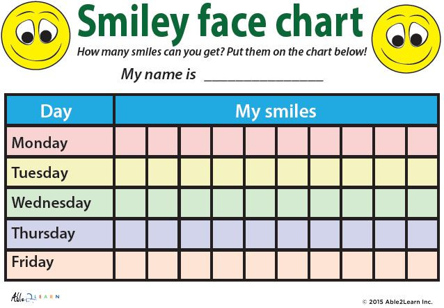 Smiley Face Reward Chart Printable
