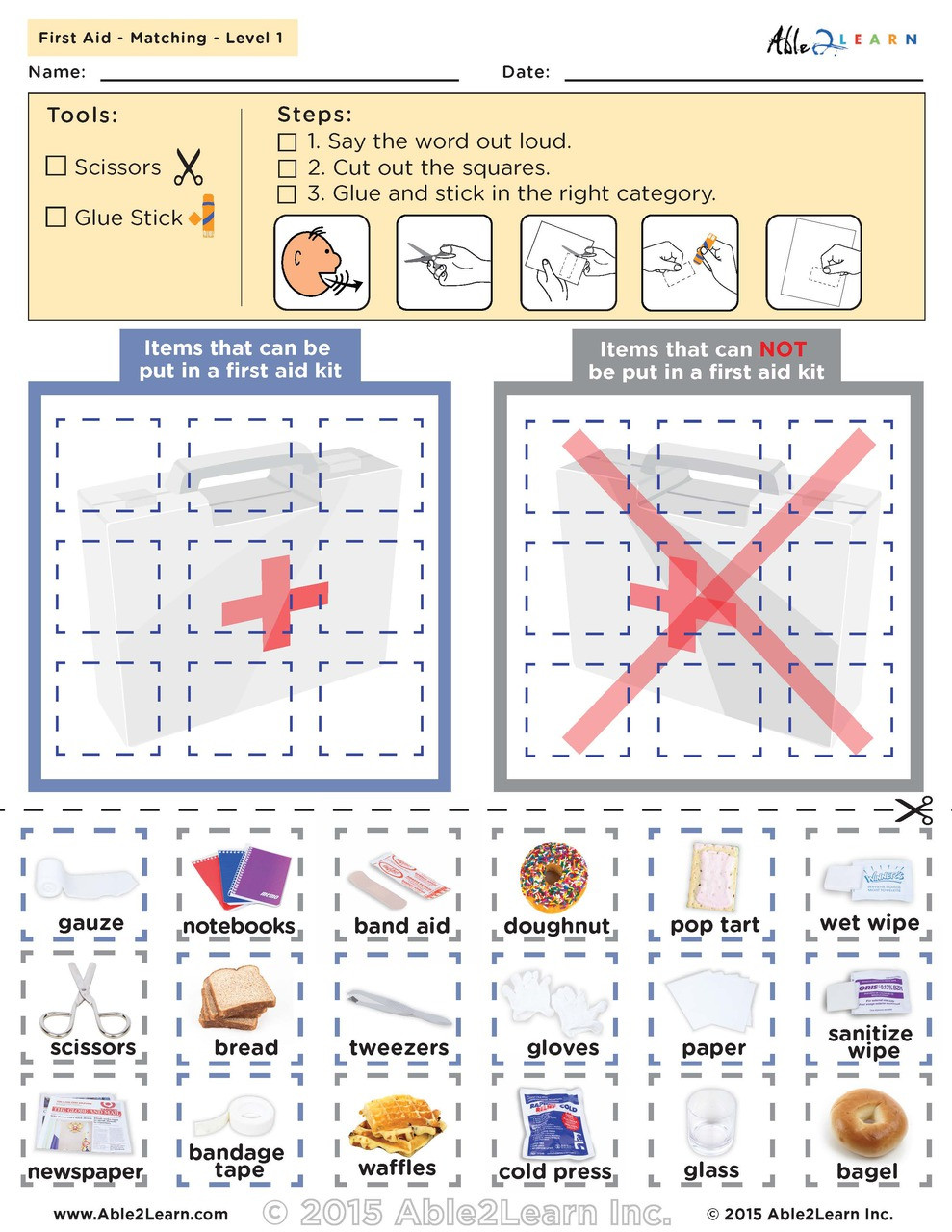 LEARN ABOUT FIRST AID KIT SORTING FREE PRINTABLE WORKSHEETS LEARN ABOUT FIRST AID KIT SORTING FREE PRINTABLE WORKSHEETS