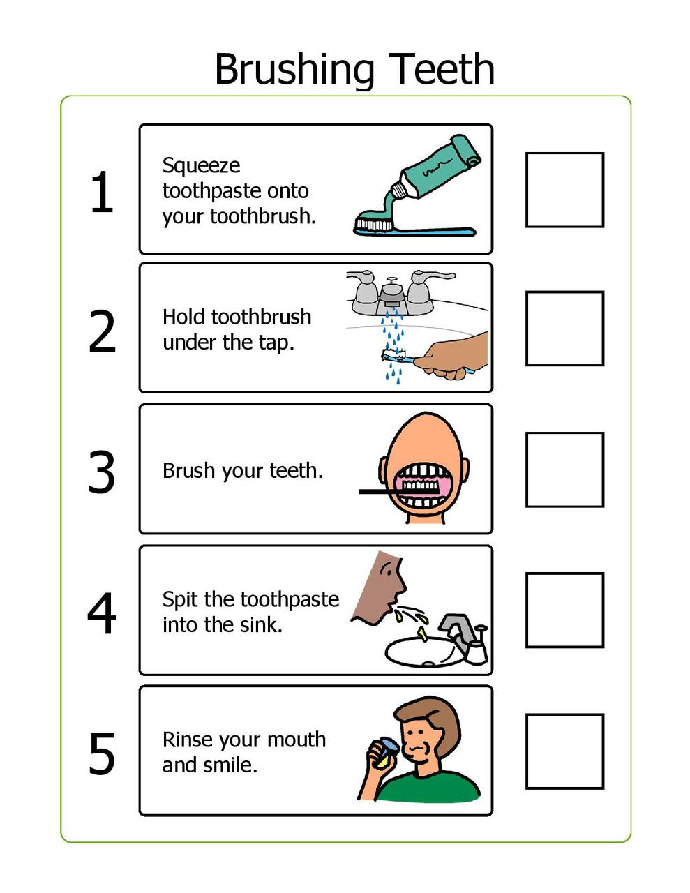 I CAN BRUSH MY TEETH STEP BY STEP CHECKLIST BASIC LIVING SKILLS