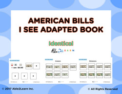 American Dollar Bills Identical Matching: Math Adapted Book: PAGES 12