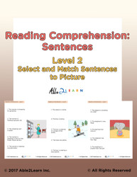  Reading Comprehension Level 2: Reading Sentences Matching Picture: Pages 22