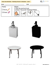 Visual Discrimination - Matching Pictures to Shadows - Household Items (Lv. 1) 