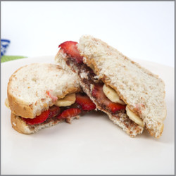 Peanut Butter Chocolate Spread Banana and Strawberry Sandwich Visual Recipe And Comprehension Sheets: Pages 16