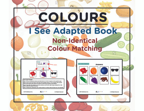 Free I SEE Book, Free Adapted Book, Special Education, Autism, Free Preschool Kindergarten Book, To learn colours and identical matching
