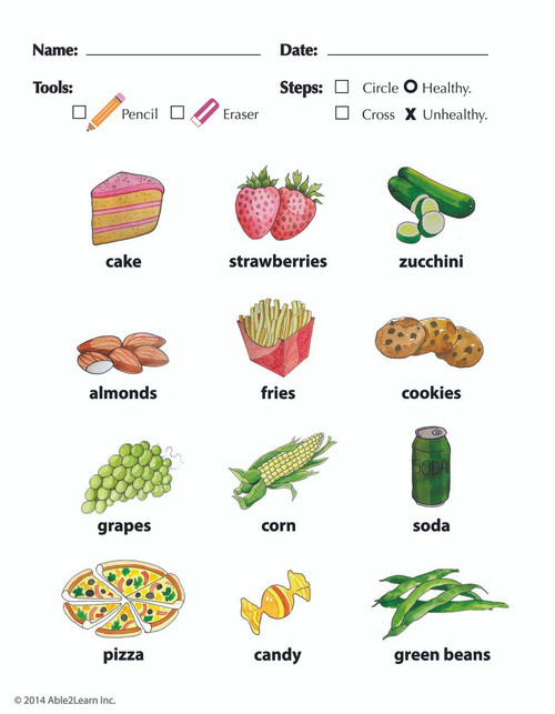 free healthy vs unhealthy worksheets science nutrition