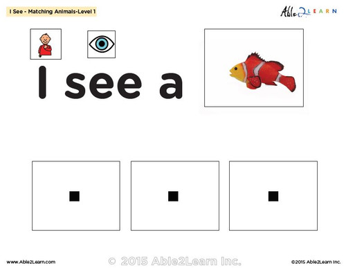 I SEE... Matching Identical Pictures - Animals - Adapted Book Level 1 - 25 PAGES