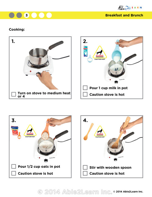 Maple Syrup Cinnamon Oatmeal Visual Recipe- Stove Top : Comprehension Sheets: 19 Pages