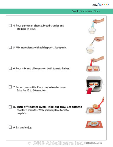 free 5 visual recipes using sentences and language comprehension sheets
