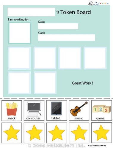 Token Board - Simple Stars - 5 Tokens - Able2learn Inc.