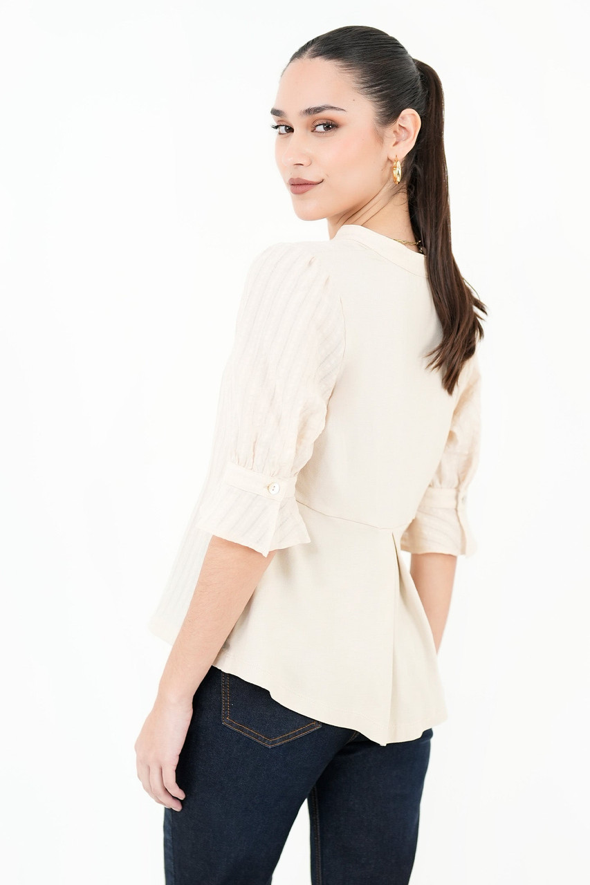 Blusa Manga 3/4 Cuello Nehru