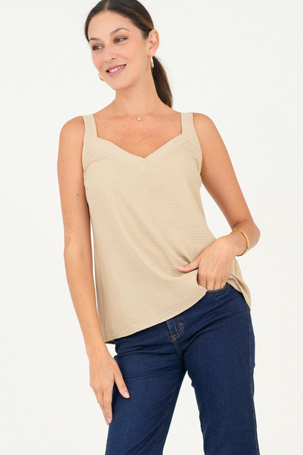 Top Vienna Tiras Anchas con Brillo Escote V