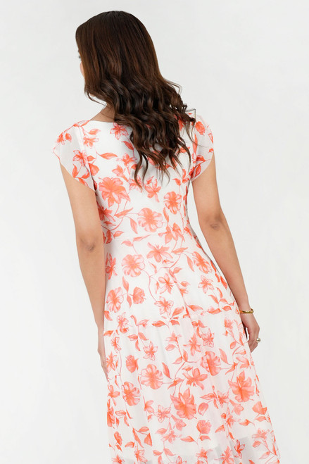 Vestido Midi Tull Estampado Escote Corazón