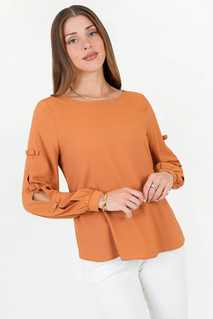 Blusa Manga Larga Gasa Crepe Escote Ojal