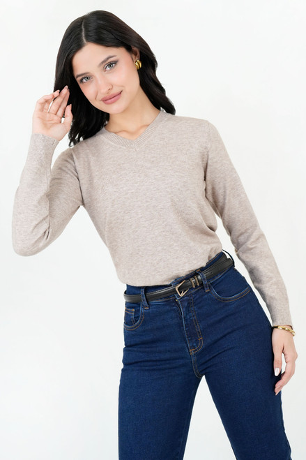 Blusa Manga 3/4 Hilo Viscosa Escote Ojal con Canesú Diagonal