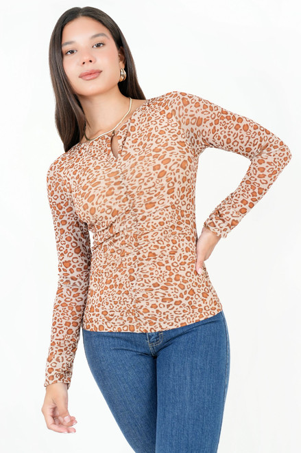 Polo Manga Larga Tull Estampado Escote Ojal