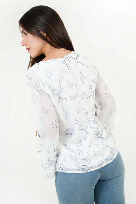 Blusa Manga 5/8 con Ruffle en Gasa Hindu
