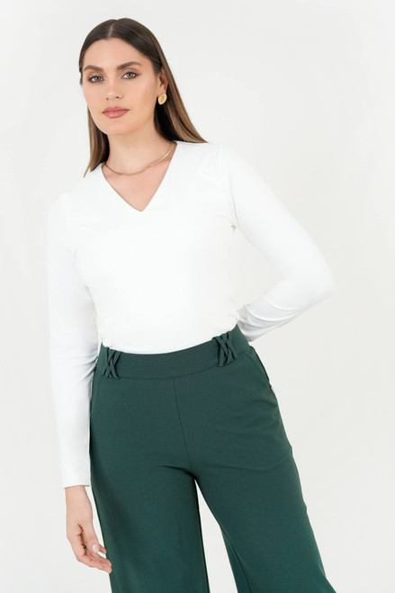 Polo Manga Larga Lycra Mate con Cuello V Embolsado