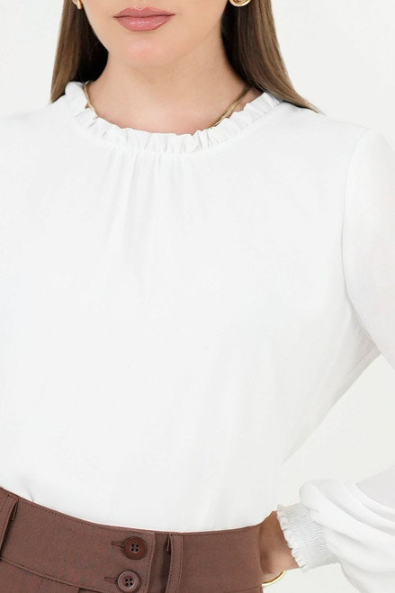 Blusa manga larga en gasa con detalle recogido