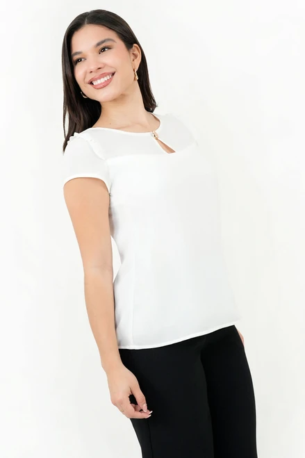 Blusa de Gasa con Canesú Transparente