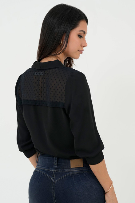 Blusa Manga 3/4 Detalle Corbata