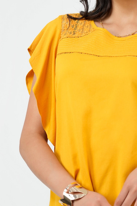 Blusa Manga Corta Encaje Decorativos