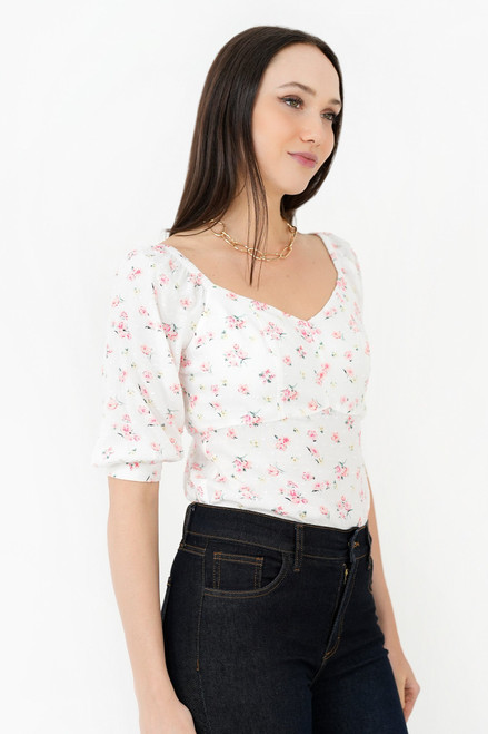 Blusa Manga 3/4 Cierre En Espalda
