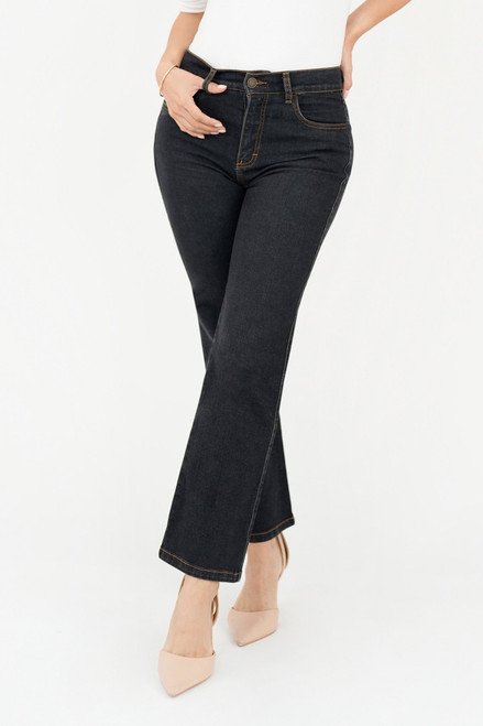 Pantalón Recto Tiro Alto Cintura Bolsillo posterior